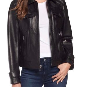 Tahari Leather Moto Jacket